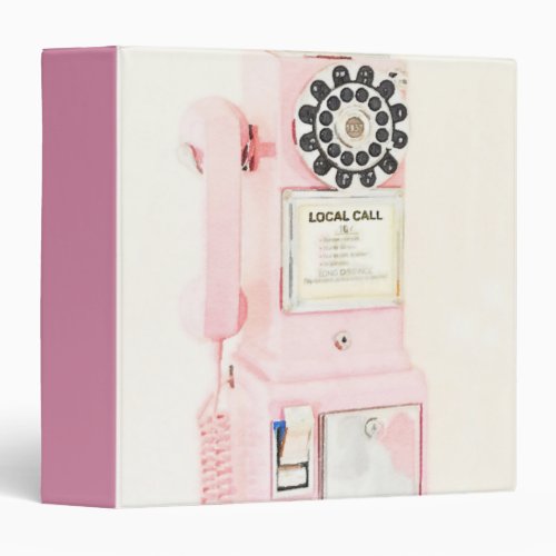 Pink Vintage Payphone 3 Ring Binder