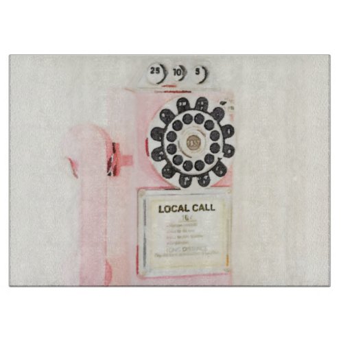 Pink Vintage Payphone Cutting Board