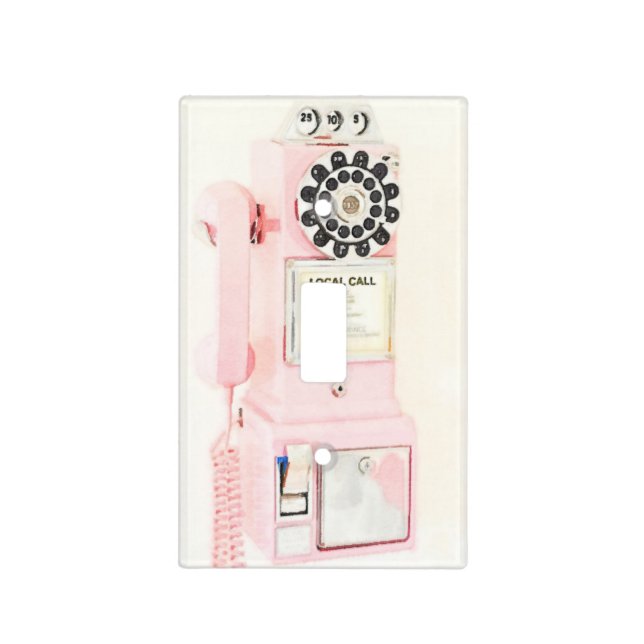 Pink Vintage Payphone Light Switch Cover (Front)
