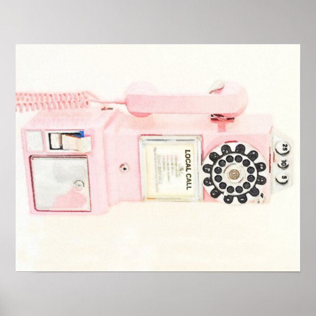 Pink Vintage Payphone Poster (Front)