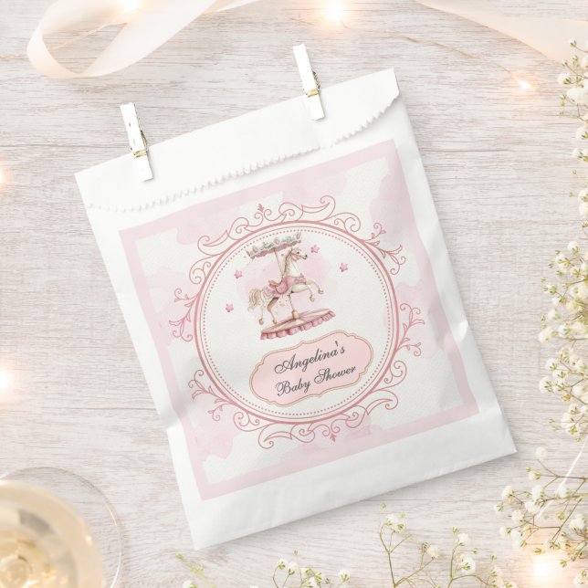 Pink Vintage Pony- Baby Shower Favor Bags (Clipped)