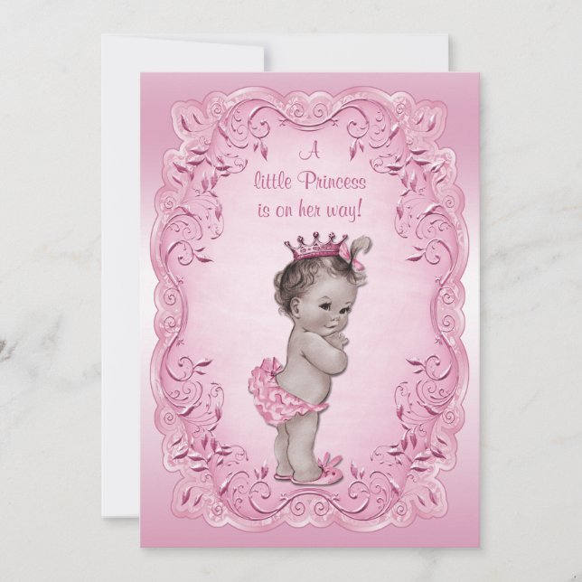 Pink Vintage Princess Baby Shower Invitation (Front)