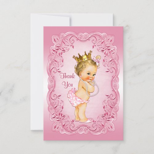 Pink Vintage Princess Thank You Baby Shower