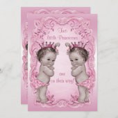 Pink Vintage Princess Twins Baby Shower Invitation (Front/Back)