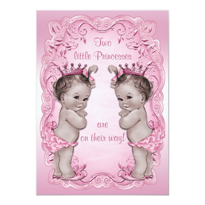 Pink Vintage Princess Twins Baby Shower Invitation Zazzle Com