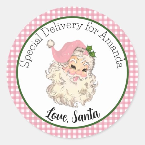 Pink Vintage Retro Special Delivery Santa Gift Tag