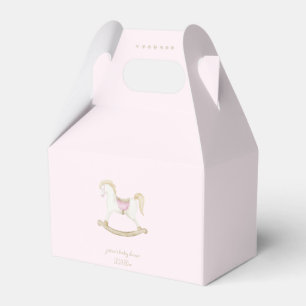 Pink Vintage Rocking Horse Cowgirl Baby Shower Favor Boxes