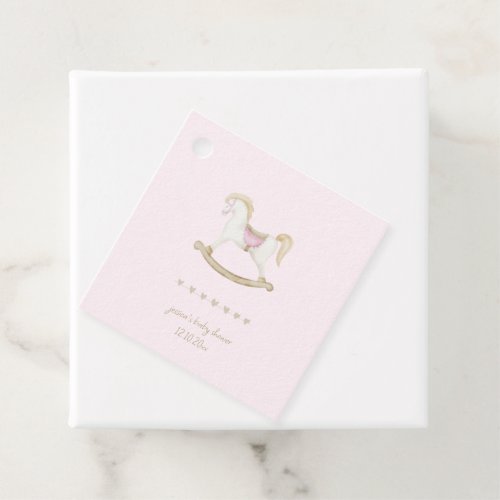 Pink Vintage Rocking Horse Cowgirl Baby Shower Favor Tags