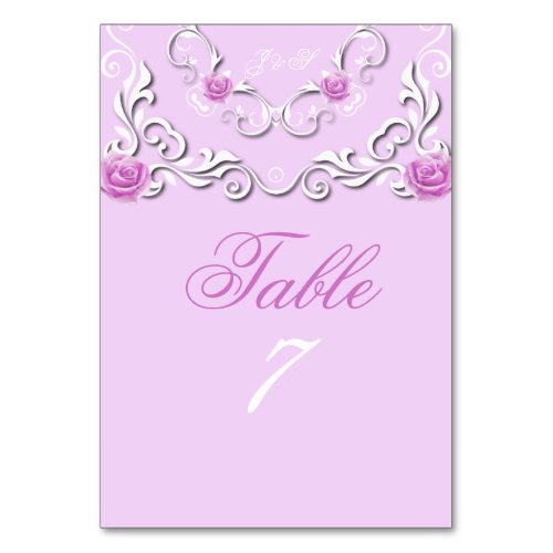 Pink Vintage Romantic Classic Floral Wedding  Table Number