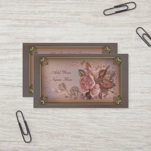Pink Vintage Rose Business Card