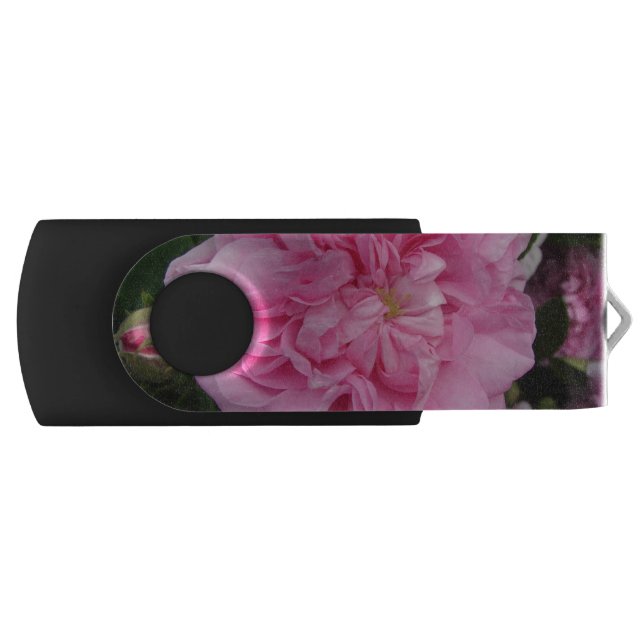 Pink Vintage Rose floral Flowers Flash Drive (Front)