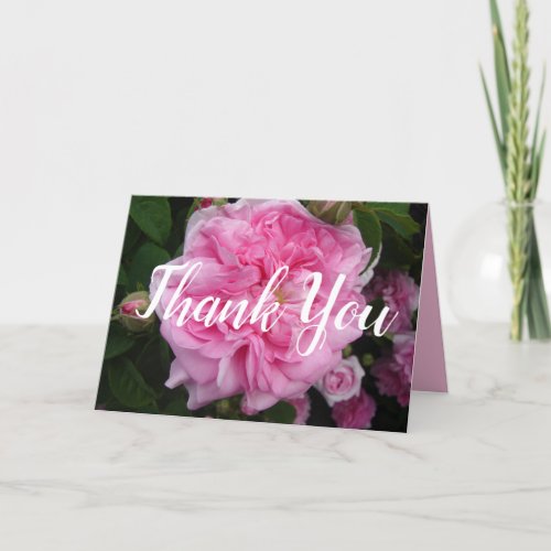 Pink Vintage Rose floral Flowers Thank You Card