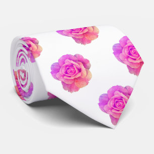 Pink Vintage Rose Floral Pattern Gift Party Favor Neck Tie
