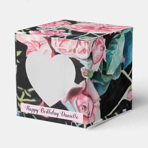 Pink Vintage Rose Floral Tea Party Cake Favour Box