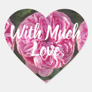 Pink Vintage Rose Flower floral With Love Heart Sticker