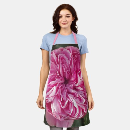 Pink Vintage Rose Flowers Floral Name Womans Apron