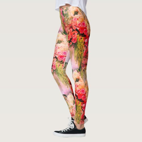 Pink Vintage Rose Leggings