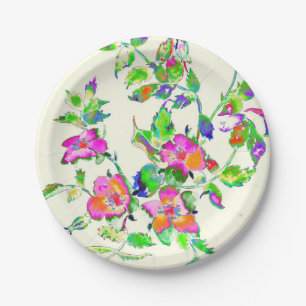 Pink Vintage Rose Paper Plates