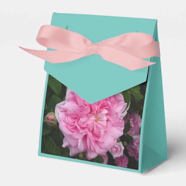 Pink Vintage Rose Party Cake Favor Box (Front Side)