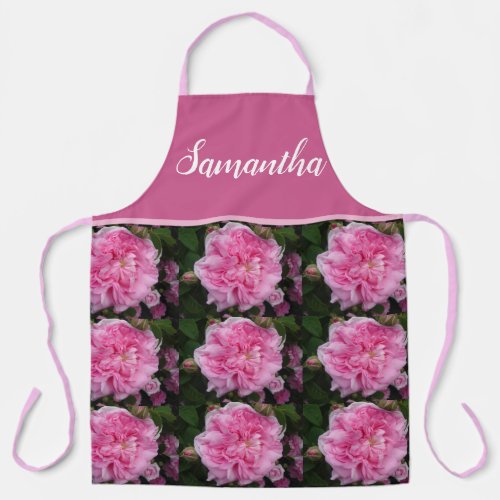 Pink Vintage Rose Roses Cabbage Vintage Apron