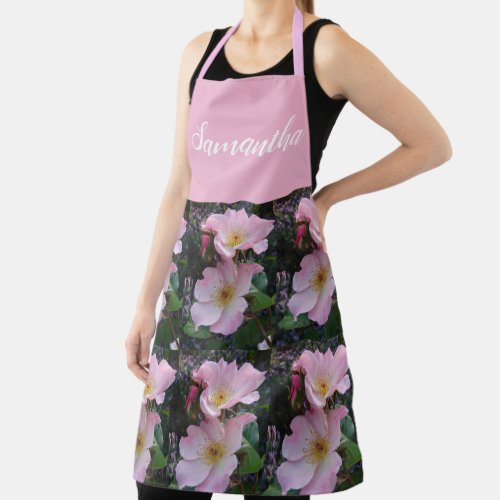 Pink Vintage Rose Roses Cabbage Vintage Apron