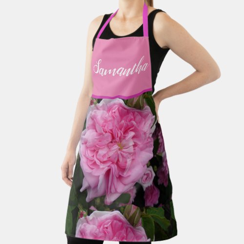 Pink Vintage Rose Roses Cabbage Vintage Apron