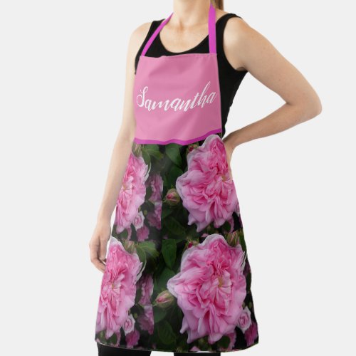 Pink Vintage Rose Roses Cabbage Vintage Apron