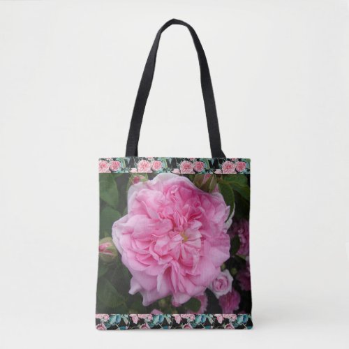 Pink Vintage Rose Roses Floral Grocery Tote Bag