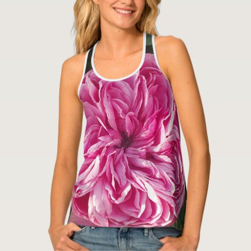 Pink Vintage Rose Roses Floral Ladies Top Singlet