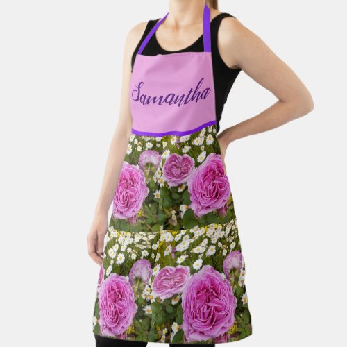 Pink Vintage Rose Roses Flower Floral Photo Apron