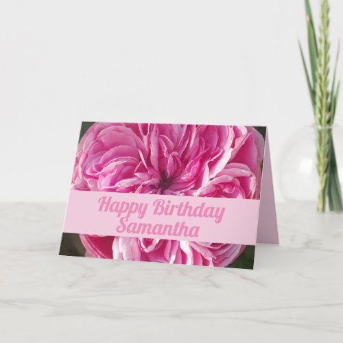 Pink Vintage Rose Roses Flowers Birthday Card