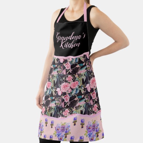 Pink Vintage Rose Roses Watercolor Grandmas  Apron