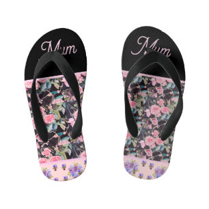 Pink Vintage Rose Roses Watercolor Mom Mothers Kid's Flip Flops