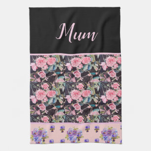 Pink Vintage Rose Roses Watercolor Mom Mothers Kitchen Towel