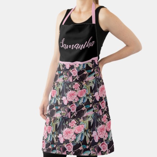 Pink Vintage Rose Roses Watercolor Shabby Chic  Ap Apron