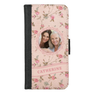 Pink Vintage Rose Rustic Floral iPhone 8/7 Wallet Case