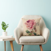 Pink Vintage Rose Throw Pillow (Chair)