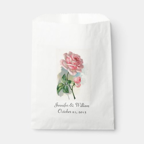 Pink Vintage Rose Wedding Favor Bag