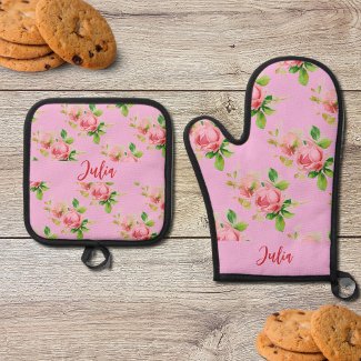 Pink vintage roses - add name 