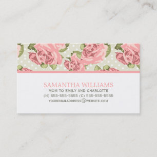 Pink Vintage Roses Calling Card
