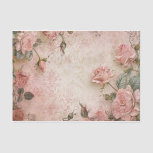 Pink Vintage Roses Decoupage Pattern Tissue Paper