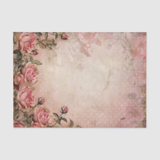 Pink Vintage Roses Decoupage Pattern  Tissue Paper