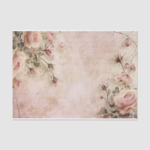Pink Vintage Roses Decoupage Pattern Tissue Paper