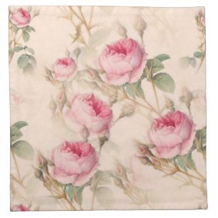 Pink vintage roses floral pattern cloth napkin