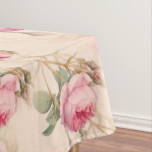 Pink vintage roses floral pattern  medium  tablecloth