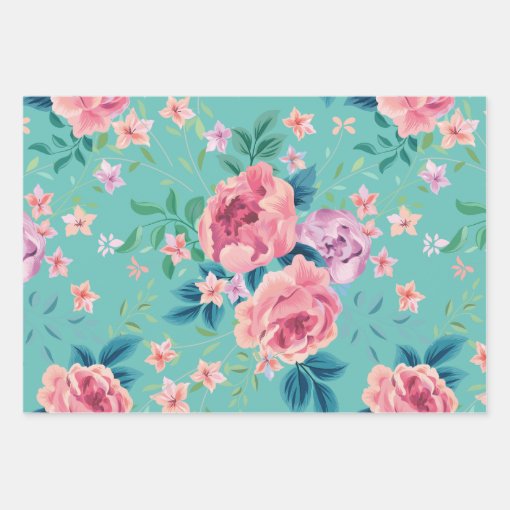 Pink vintage roses pattern custom background wrapping paper sheets Zazzle