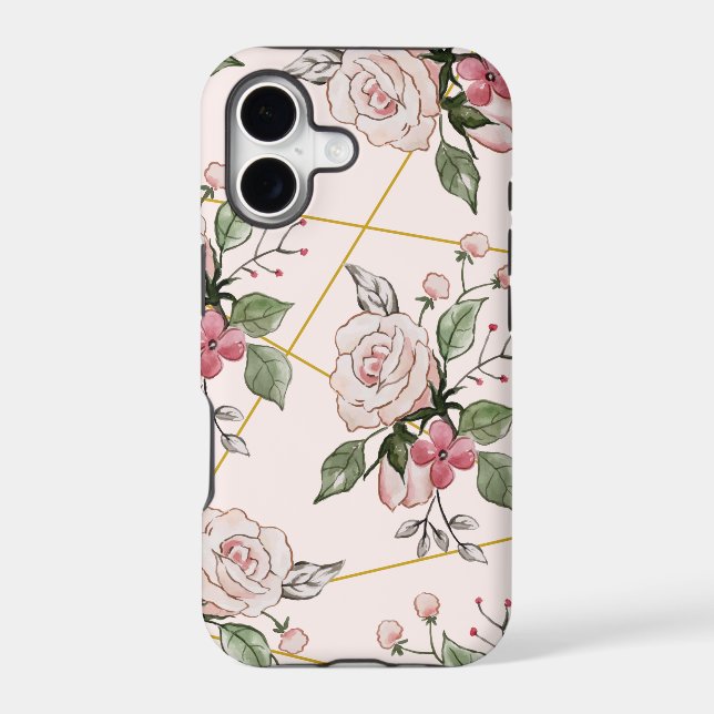 Pink vintage roses pattern iphone case (Back)