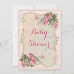 Pink Vintage Roses Shabby Chic Baby Shower Invitation at Zazzle