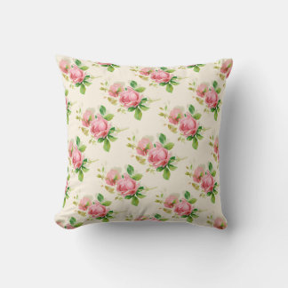 Pink vintage roses  throw pillow