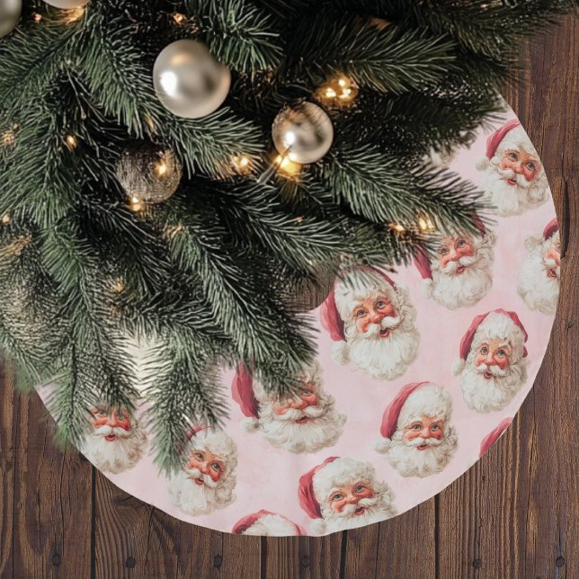 Pink Vintage Santa Christmas Brushed Polyester Tree Skirt (Creator Uploaded)